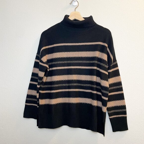 Van Kukil Women's Striped Cashmere Turtleneck Old Money Quiet Luxury, Size XS - Picture 1 of 8